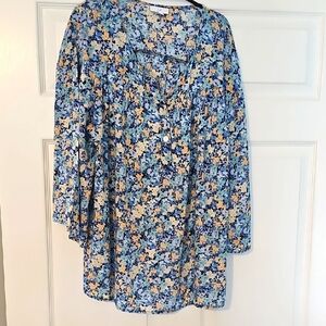 Floral Blue and Yellow Blouse-J.Jill